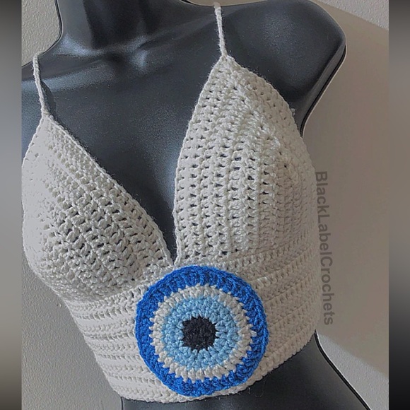 Tops - Handmade evil eye crochet top